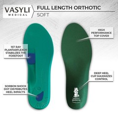 Vasyli Custom Full Length Insoles Green X-Small Heel Grid Reduces Slippage Soft