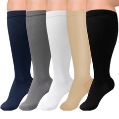 3/4/5 Pairs Plus Size Compression Socks Extra Wide Calf Knee High Support Socks