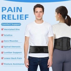 Back Brace for Lower Back Pain – Adjustable Breathable Lumbar Belt with 6 Rei…
