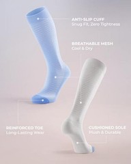 4 Pairs Compression Socks for Women & Men, Large-X-Large Black+grey+blue+white