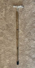 Silver Plated Victorian Brass Handle 3 Piece Wood Shaft Exquisite Walking Cane