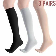 3 Pairs Vital Compression Socks (15-20 mmHg) Moisture Wicking Support Stockings