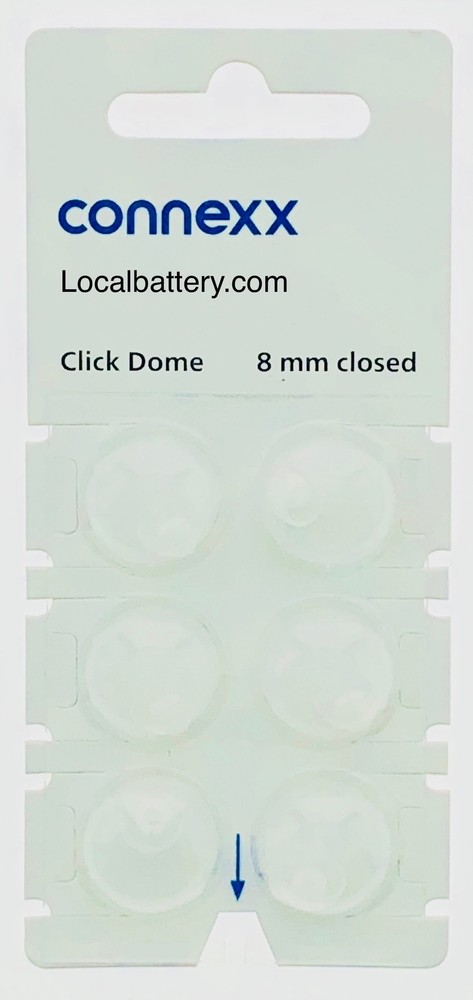 Siemens Connexx Click Dome 8 mm Closed For RIC Hearing Aids – 6 Domes Each