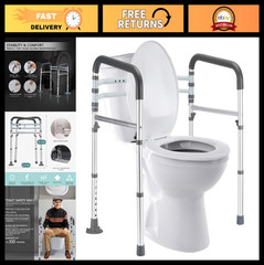 Adjustable Toilet Safety Rails, Foldable Design, 350 lbs Capacity, Senior Suppor