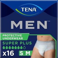 TENA Men Super Plus Incontinence Protective Underwear S/M 16 Count – Pack of 6