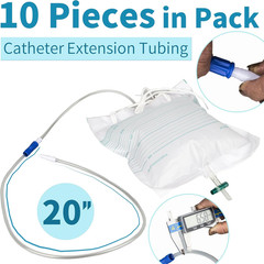 10 Pack 20 Inch Leg Bag Extension Tubing – Flexible, Latex-Free Drainage