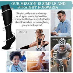 3x Compression Socks 15-20 Mmhg Black Diabetic Socks For Womens Knee High Socks