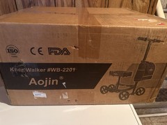 Aojin Knee Scooter, 300lbs Capacity, 13″ Big PU Seat, All Terrain Foldable Knee