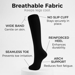 Compression Socks for Women & Men 15-20 Mmhg, Knee High Medical Support Stocking