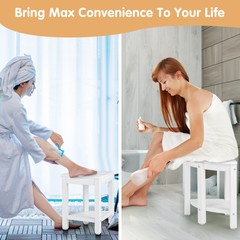 2-Tier Waterproof Shower Stool Corner Shower for Indoor Outdoor Use White