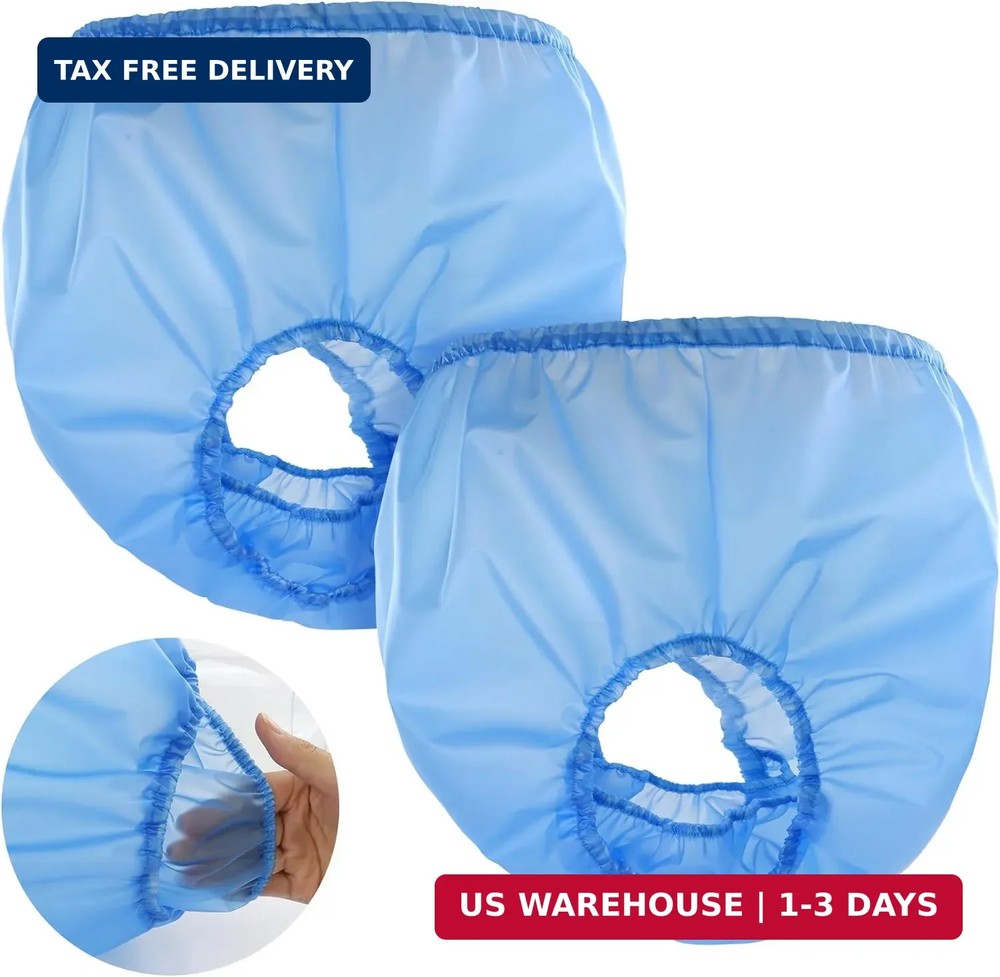 Washable Adult Diaper Cover Waterproof Reusable Incontinence Pants Blue XL
