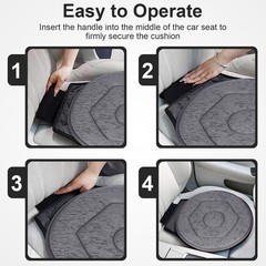 360 Degree Swivel Seat Cushion for Car, Dark Gray Rotating Chair Pad, Non-Sli…