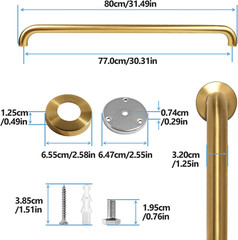 Shower Grab Bar, 2 Pack 32 Inch Gold Bathroom Safety Bar, 1.25″ Diameter 304 Sta