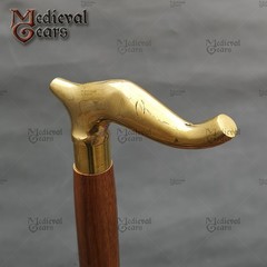 36″ Handmade Sheesham Wood Walking Cane Stick with Brass Handle & Art Deco Shaft