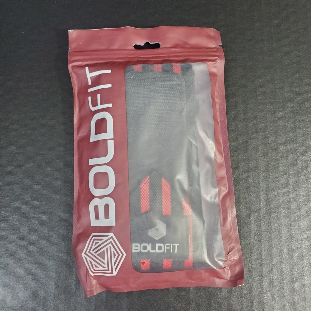 Bold Fit Wrist Wrap Support Pair, Black Red Free Size Adult OSFM For Workouts