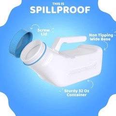 Portable Female Urinal 32 oz (2 Pack) – Spill Proof Pee Funnel & Bed Pan for Tra
