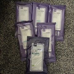 5 Pkgs of Medline ReadyBath Select Bathing Cloth Fragrance Free & Shampoo Cap