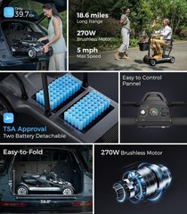 4 Wheel Folding Mobility Scooter Electric Power Wheelchairs Long Range 300LBS