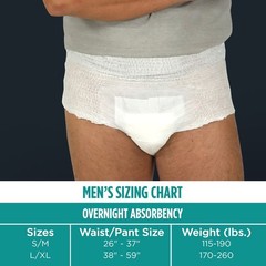 (2 pack) Assurance Men’s Overnight Incontinence Underwear, L/XL, 16 Count