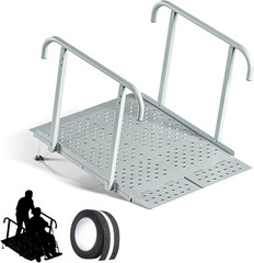 Portable Wheelchair Ramp with Handrails, Non-Slip Iron Handicap Ramp 440Lbs Load