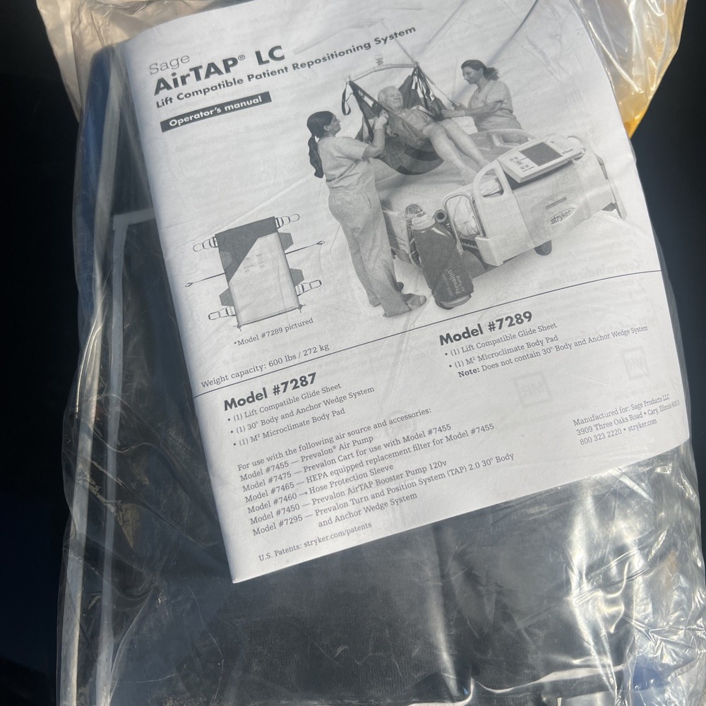 STRYKER SAGE AIRTAP LC LIFT COMPATIBLE PATIENT REPOSITIONING SYSTEM 7287