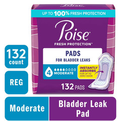 Poise Incontinence Pads Women 4 Drop Moderate Absorbency Regular 132 Count Total