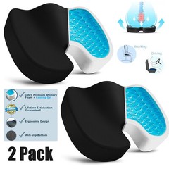 2 Pack Gel Seat Cushion for Sciatica Relief | Office Chair Cushion for Pressure