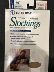 TRUFORM Unisex Anti-embolism Below Knee Stockings 18mmHg (Beige) X-Large -NEW-