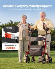 VEVOR Rollator Walker for Seniors Foldable Rolling Walker with PVC Solid Wheels