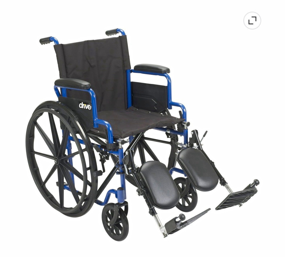 Drive Manual Wheelchair Blue/Black Foldable Flip-Back Arms Elevating Legs 250 lb