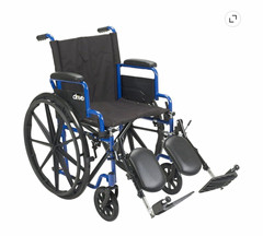 Drive Manual Wheelchair Blue/Black Foldable Flip-Back Arms Elevating Legs 250 lb