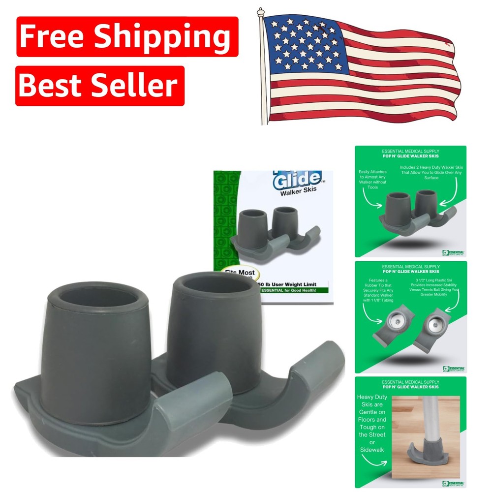 Pop & Glide Walker Ski Glides, 2 Pack – Universal Fit for Smooth Mobility