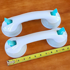 2-Pack Portable Suction Cup Grab Bars 12 in Straight Plastic White/Blue/Gray