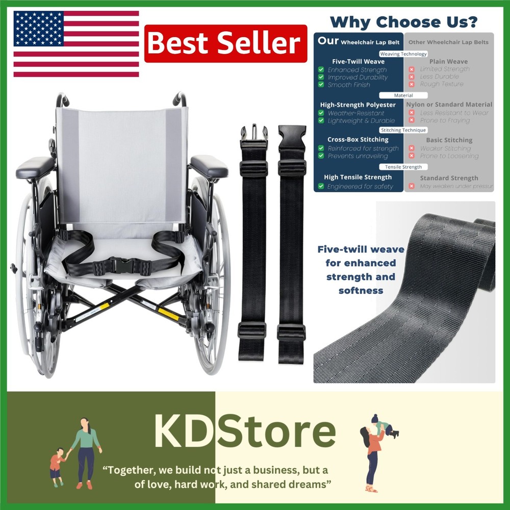 Adjustable Wheelchair Safety Belt 12-60in, Anti-Fall Seat Belt for Seniors & …