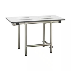 18 In. X 15 In. Folding Wall Mount Bench Shower Seat with Legs in White, ADA Com