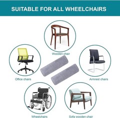 2 Pcs Wheelchair Armrest Pads Covers Widened Self Adhesive Strips Comfortable &