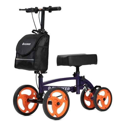 ELENKER STEERABLE KNEE SCOOTER FOLDABLE KNEE WALKER – PURPLE
