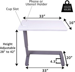 Overbed Table and Hospital Bed Table – Table with Wheels – over the Bed Table