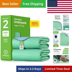 Washable Underpads, 34″ x 52″ Pack of 2 – Heavy Absorbency Reusable Incontine…