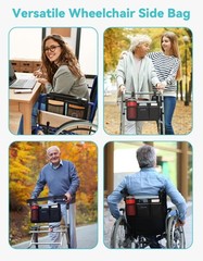 ZHCHG Wheelchair Side Bag, Armrest Pouch 1pack-balck, Black