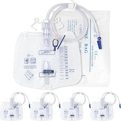 5 Pack 2000mL Urinary Drainage Bags Sterile Anti-Reflux Catheter Bags 48” Tube