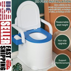 Portable Bedside Commode Toilet Elderly Disabled Commode Chair w/ Armrests 400kg