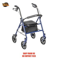Drive Medical Four Wheel Rollator Rolling Walker with Fold Up Removable Back Sup
