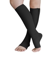 Nylon Zipper Compression Socks – 20-30 Support for Men & Women Size XXL Black