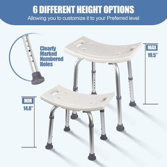Shower Chair Seat 350lb Bath Stool Padded Height Adjustable Bathtub Seat Bench