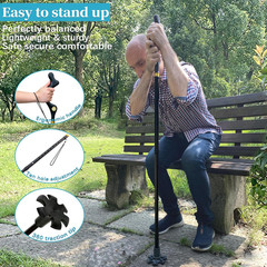 Folding Walking Cane for Men Women Seniors Adjustable Height Lightweight Alloy