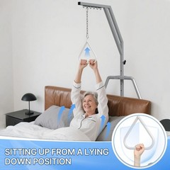 Trapeze Bar for Bed Mobility with Adjustable Assist Pole – 65–74″, 300 lb Cap…
