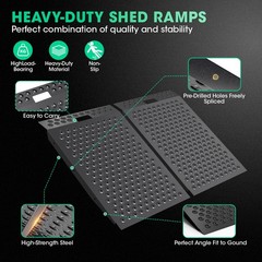 36″x48″ Shed Ramp for Riding Mower 1500LB Shed Ramps Anti-Slip Punch Plate Ramp