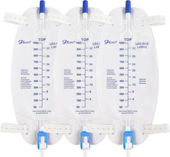 Easy-Tap Leg Bag Urinary Drainage Bag, 1000Ml, Anti-Reflux Valve, Cloth Straps,