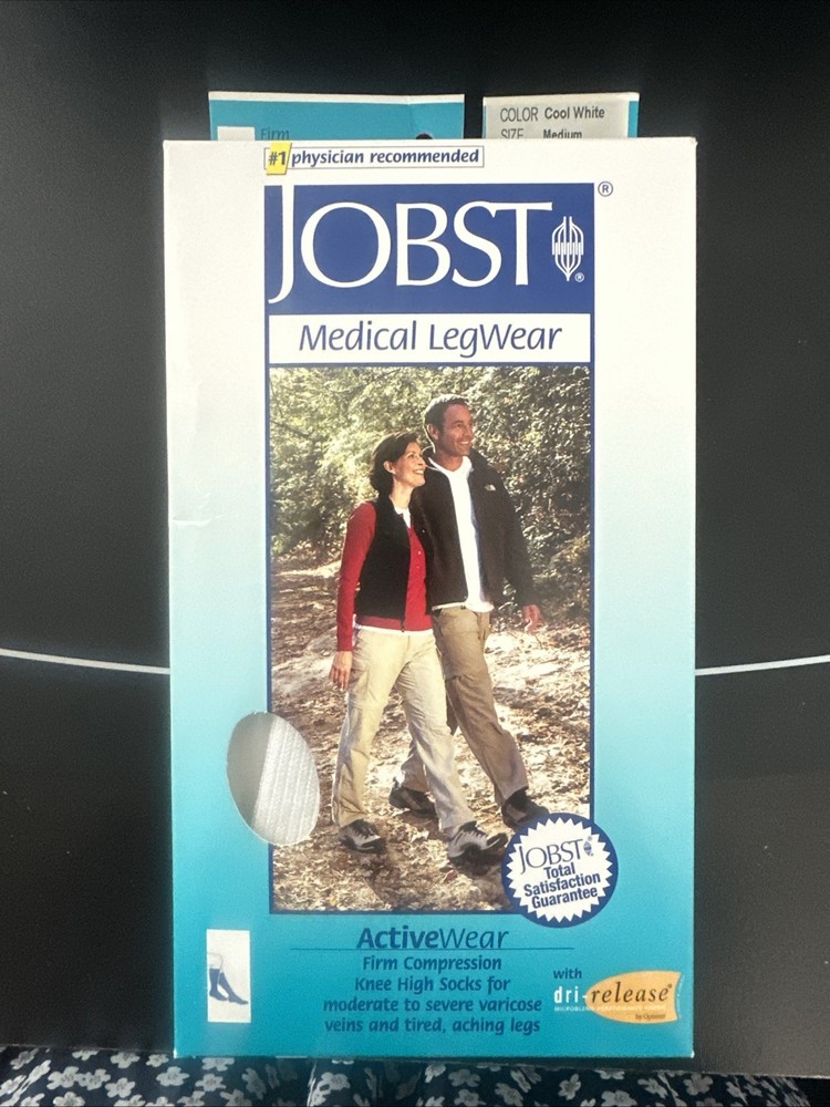 JOBST ActiveWear Knee High Compression Socks 20-30mmHg Cool White Sz Medium New